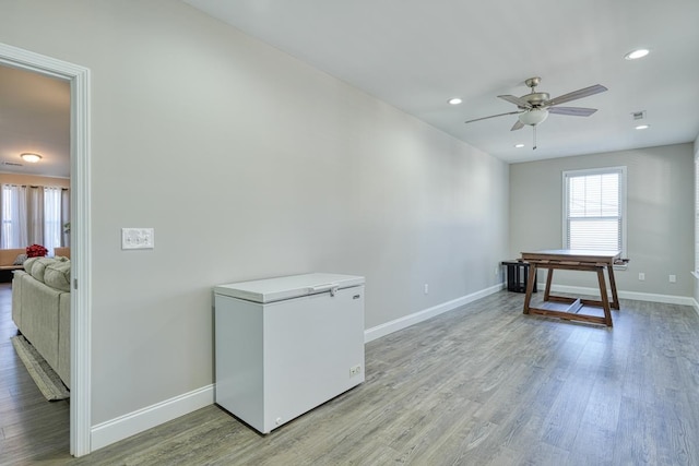 139 Floyd Meadow Dr, Inman, SC 29349 - unfurnished room featuring a ceiling fan, light wood finished floors, and recessed lighting