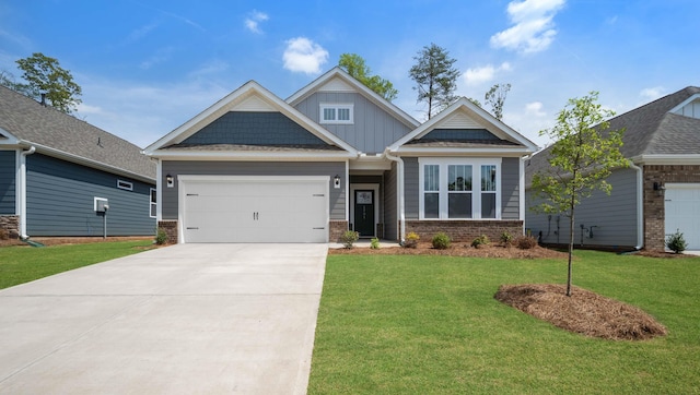 1791 Wabash Pl, Boiling Springs, SC 29316 - craftsman-style house featuring board and batten siding, concrete driveway, an attached garage, a front lawn, and brick siding