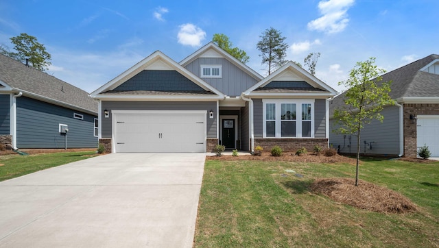 1791 Wabash Pl, Boiling Springs, SC 29316 - craftsman-style house featuring an attached garage, board and batten siding, concrete driveway, a front lawn, and brick siding