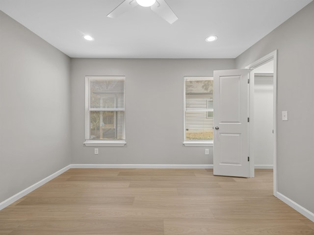 218 Caulder Cir, Spartanburg, SC 29306 - empty room featuring light wood finished floors, ceiling fan, and recessed lighting