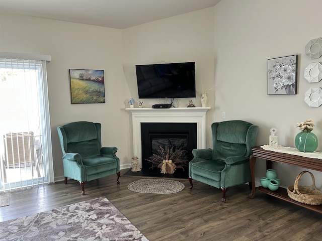 1278 Elterwater Ln, Spartanburg, SC 29306 - sitting room with wood finished floors and a fireplace with flush hearth