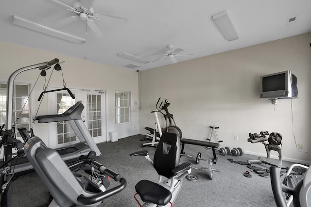 626 S Sweetwater Hills Dr, Moore, SC 29369 - workout area featuring a ceiling fan and baseboards