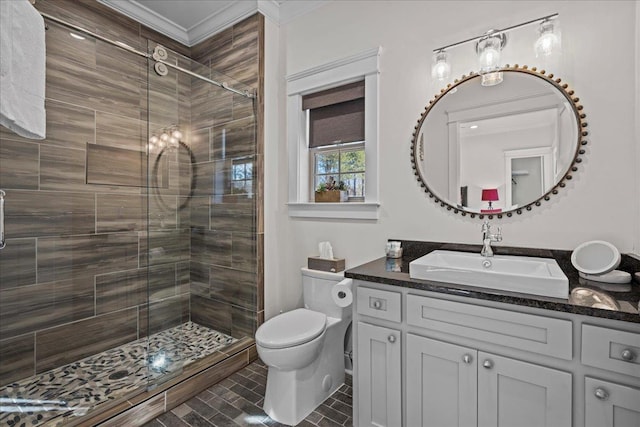3664 River Rd, Union, SC 29379 - bathroom with vanity, a shower stall, and crown molding
