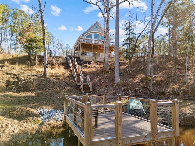 3664 River Rd, Union, SC 29379 - dock area featuring stairway and a wooden deck