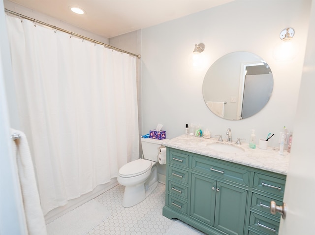 1105 Partridge Rd, Spartanburg, SC 29302 - bathroom with vanity, a shower with shower curtain, and tile patterned floors
