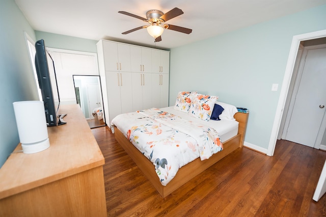 1105 Partridge Rd, Spartanburg, SC 29302 - bedroom with dark wood-type flooring, a closet, and ceiling fan