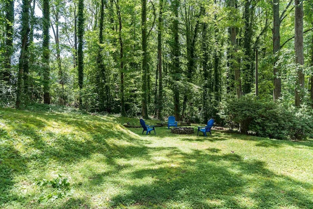 1105 Partridge Rd, Spartanburg, SC 29302 - view of green lawn with an outdoor fire pit