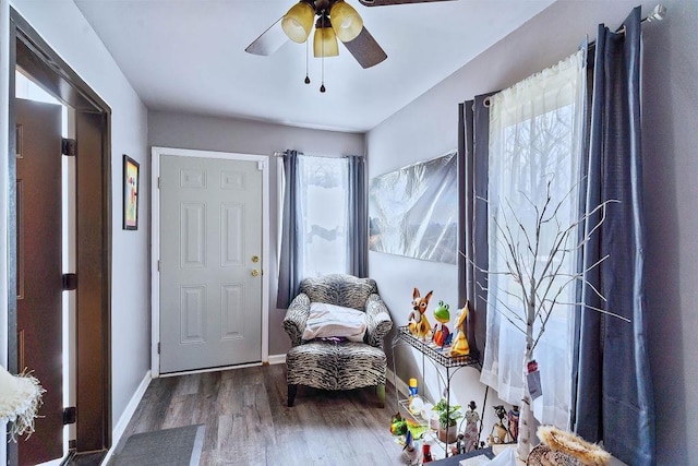 1109 Hemlock Dr, Shelby, NC 28150 - entrance foyer with wood finished floors and a ceiling fan
