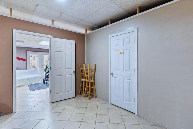 1109 Hemlock Dr, Shelby, NC 28150 - foyer entrance featuring a drop ceiling, french doors, and light tile patterned floors