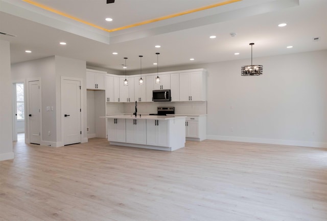 114 Robin Hill Dr, Inman, SC 29349 - kitchen featuring stainless steel appliances, recessed lighting, light wood finished floors, light countertops, and open floor plan