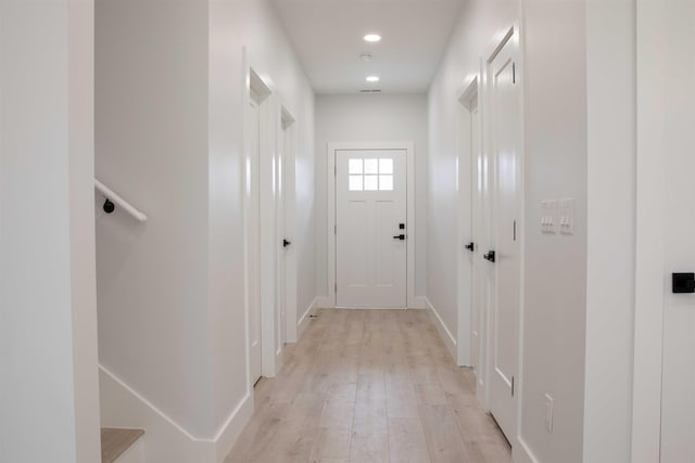 114 Robin Hill Dr, Inman, SC 29349 - doorway with light wood-style floors and recessed lighting