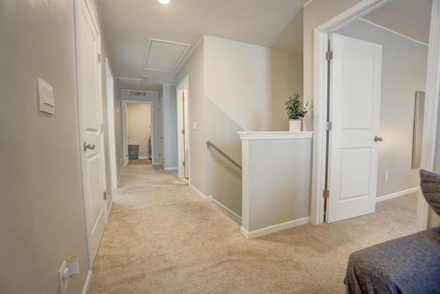 1470 Talley Ridge Dr, Woodruff, SC 29388 - corridor featuring attic access, light colored carpet, and an upstairs landing