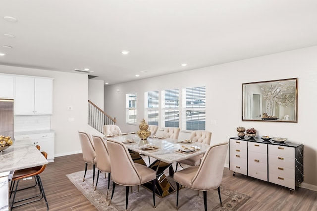 305 Novelty Dr, Greer, SC 29651 - dining room featuring wood finished floors, stairs, and recessed lighting