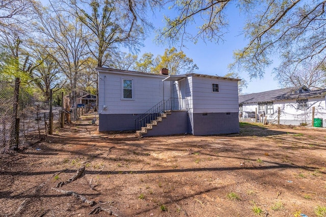 107 Ravenscroft St, Union, SC 29379 - rear view of house featuring a chimney and crawl space