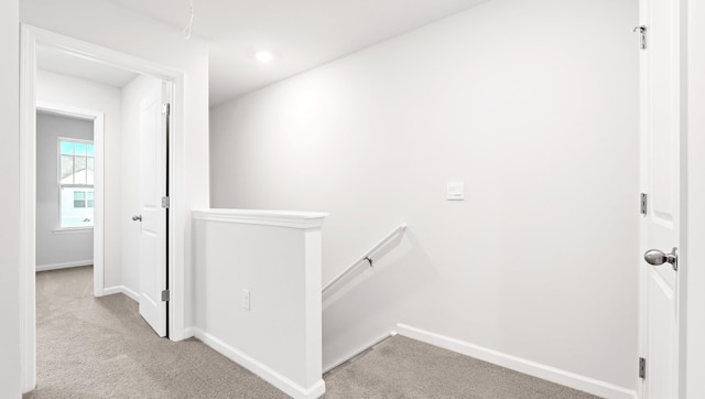 110 Sunriff Ct, Greer, SC 29651 - hallway featuring an upstairs landing, carpet, and recessed lighting