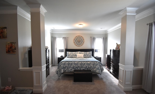 190 Colfax Dr, Boiling Springs, SC 29316 - carpeted bedroom with ornate columns and crown molding