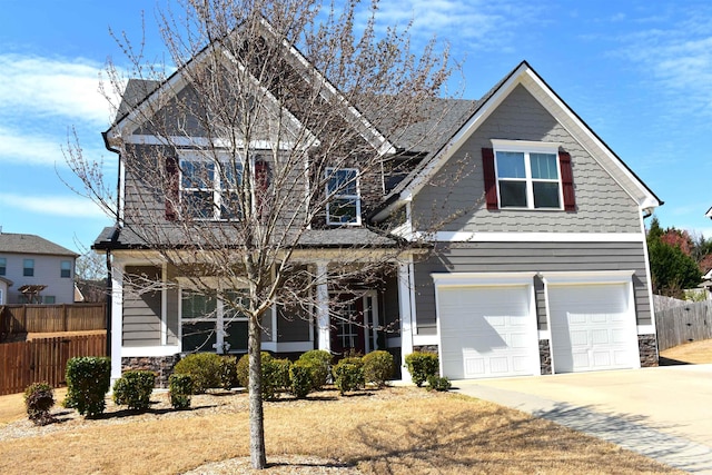 190 Colfax Dr, Boiling Springs, SC 29316 - craftsman-style home with an attached garage, covered porch, stone siding, and driveway