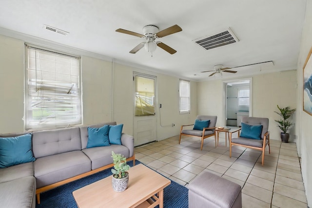 207 Streamside Dr, Chesnee, SC 29323 - living area with ceiling fan and light tile patterned flooring