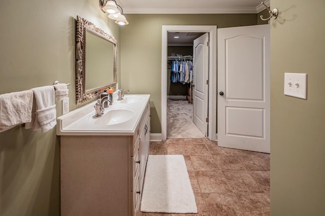 423 Coggins Shore Rd, Inman, SC 29349 - bathroom featuring double vanity and crown molding