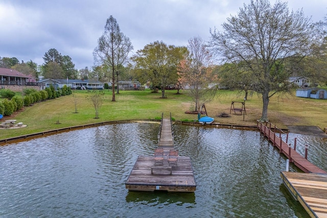 423 Coggins Shore Rd, Inman, SC 29349 - dock with a water view and a yard