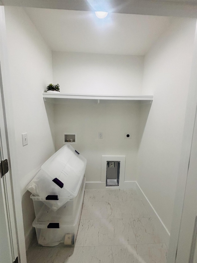 776 Darwin Rd, Gaffney, SC 29340 - laundry room with hookup for an electric dryer, light marble finish flooring, and hookup for a washing machine