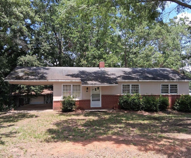 109 Shoally, Boiling Springs, SC 29316 - ranch-style house with brick siding, a chimney, and a carport