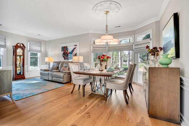 10 Torrey Pines Ct, Spartanburg, SC 29306 - dining area with light wood-type flooring and ornamental molding