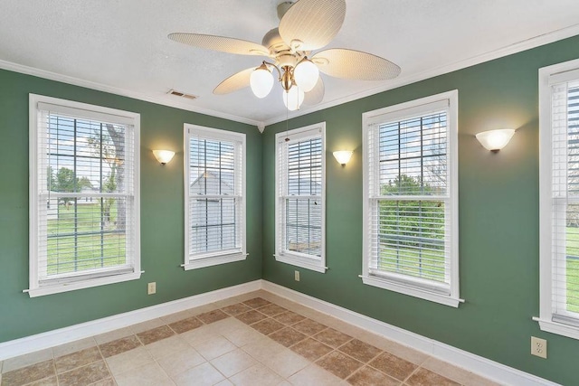 1620 Rainbow Lake Rd, Inman, SC 29349 - tiled spare room with plenty of natural light, crown molding, and a ceiling fan