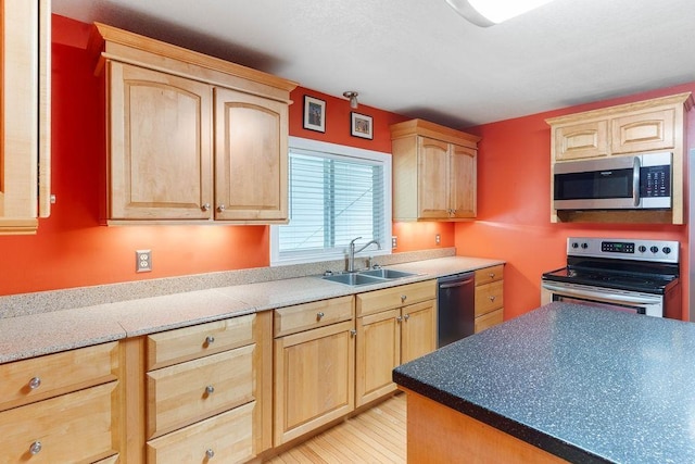 1620 Rainbow Lake Rd, Inman, SC 29349 - kitchen featuring stainless steel appliances, light brown cabinets, and light countertops