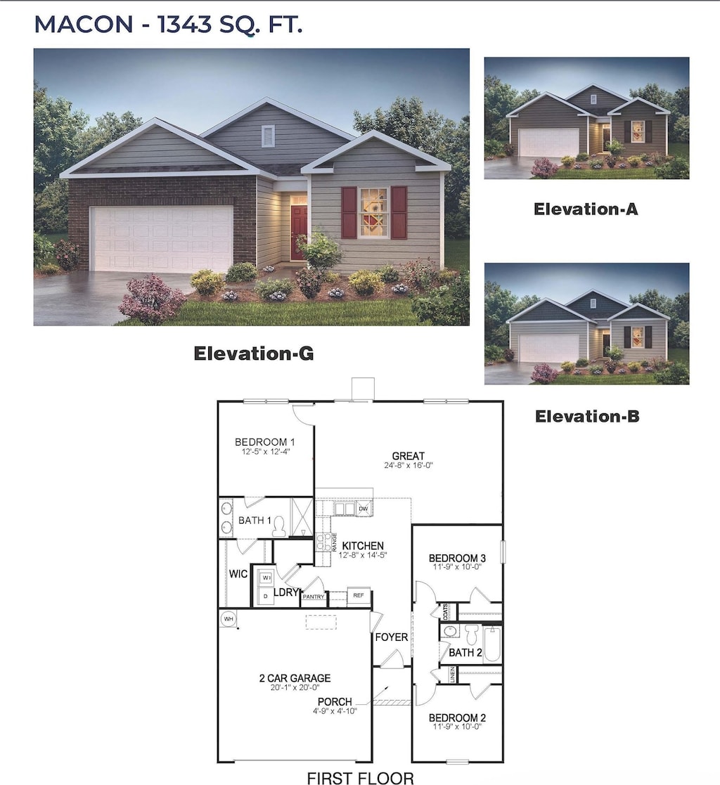 1433 Slades St, Woodruff, SC 29388 - view of floor plan / room layout