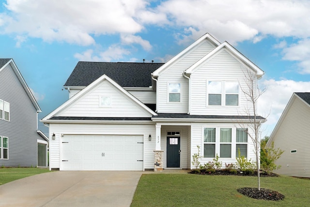 832 Redmill Ln, Duncan, SC 29334 - traditional home with concrete driveway, a front lawn, and a garage