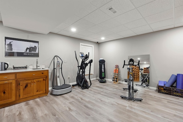 116 Dorothy Ln, Pickens, SC 29671 - workout area with light wood-type flooring, a paneled ceiling, and recessed lighting