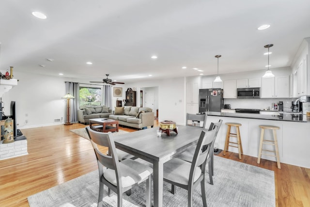 101 Owens Dr, Inman, SC 29349 - dining space with light wood-type flooring, recessed lighting, and a ceiling fan