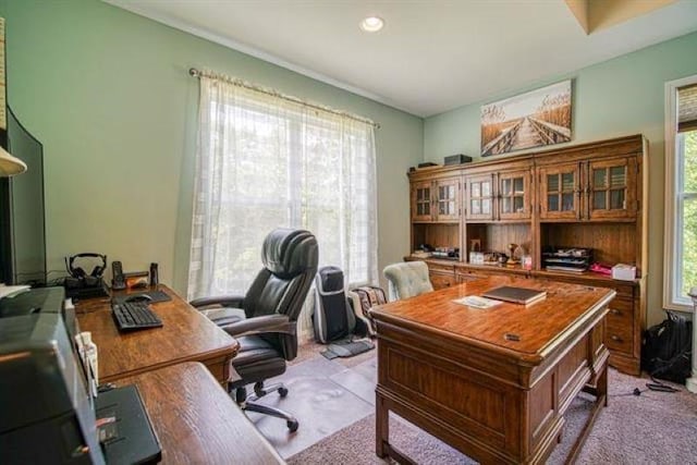 217 Aqua Cove Ct, Inman, SC 29349 - home office featuring carpet floors and recessed lighting