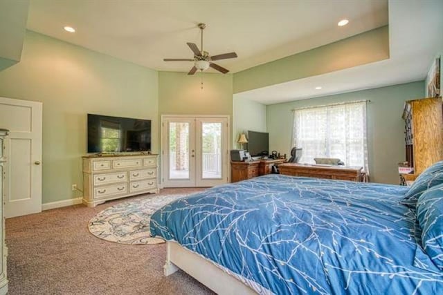 217 Aqua Cove Ct, Inman, SC 29349 - carpeted bedroom with access to outside, french doors, recessed lighting, and ceiling fan