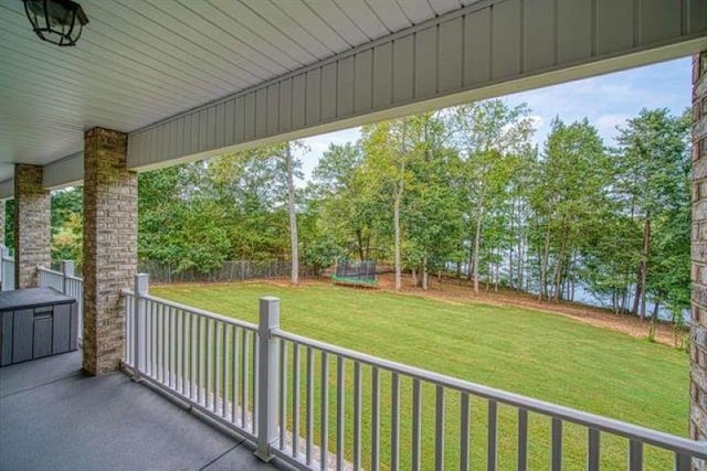 217 Aqua Cove Ct, Inman, SC 29349 - view of patio / terrace featuring a trampoline and view of scattered trees