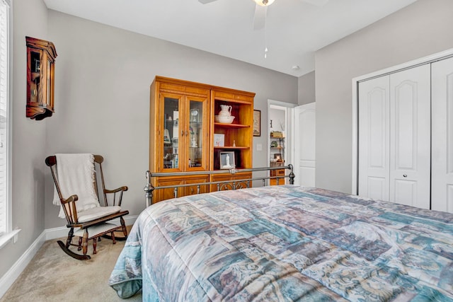 204 Lord Byron Ln, Travelers Rest, SC 29690 - bedroom featuring light colored carpet, a closet, and a ceiling fan