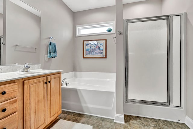 204 Lord Byron Ln, Travelers Rest, SC 29690 - full bathroom with a stall shower, vanity, and a garden tub