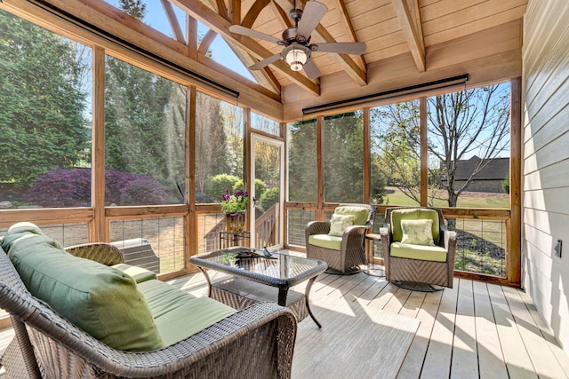 204 Lord Byron Ln, Travelers Rest, SC 29690 - sunroom with a ceiling fan and an outdoor living space
