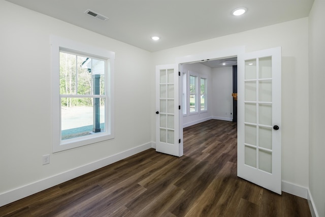7 Campbell Mill Rd, Traveleres Rest, SC 29690 - unfurnished room with french doors, dark wood finished floors, and recessed lighting