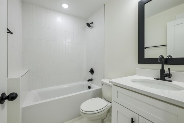 7 Campbell Mill Rd, Traveleres Rest, SC 29690 - bathroom with vanity, washtub / shower combination, and recessed lighting