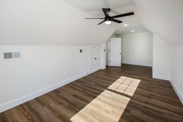 7 Campbell Mill Rd, Traveleres Rest, SC 29690 - bonus room featuring ceiling fan, lofted ceiling, dark wood finished floors, and recessed lighting
