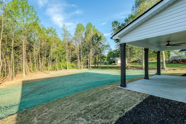 7 Campbell Mill Rd, Traveleres Rest, SC 29690 - view of grassy yard featuring a ceiling fan and a patio