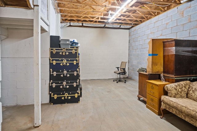 419 Hidden Hill Rd, Tryon, NC 28782 - unfinished below grade area featuring concrete block wall