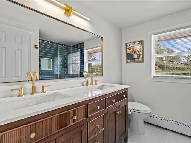 207 Bartlett St, Mauldin, SC 29662 - full bath with a baseboard radiator, double vanity, and a shower