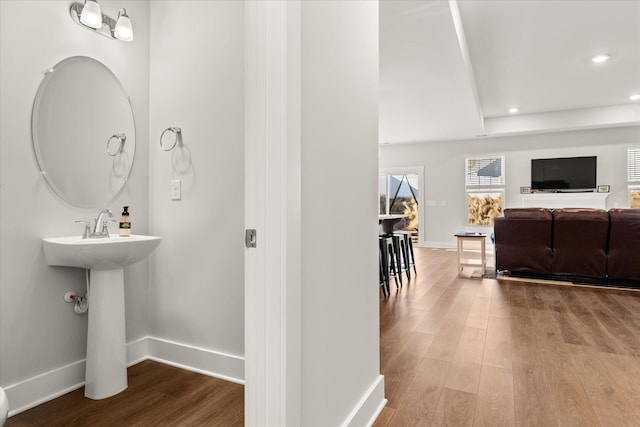 424 Granbury Dr, Duncan, SC 29334 - bathroom featuring wood finished floors and recessed lighting