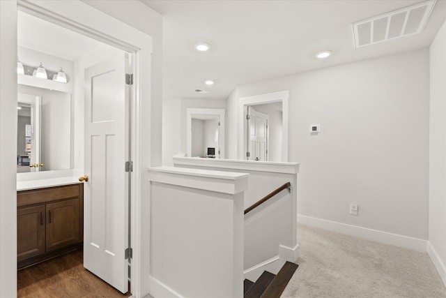 424 Granbury Dr, Duncan, SC 29334 - hall featuring an upstairs landing and recessed lighting