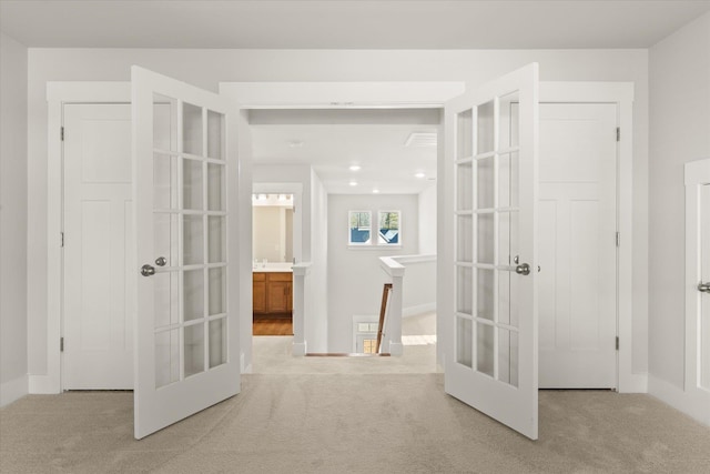 424 Granbury Dr, Duncan, SC 29334 - hallway with french doors and carpet
