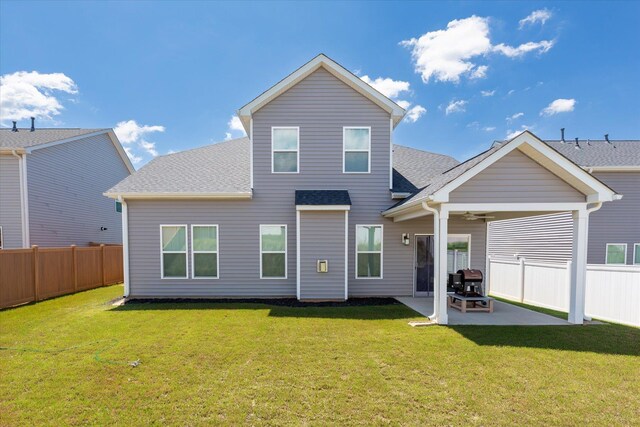 424 Granbury Dr, Duncan, SC 29334 - back of house featuring a patio, a fenced backyard, a ceiling fan, and roof with shingles