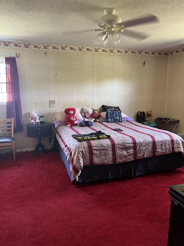 209 Demos Dr, Roebuck, SC 29376 - bedroom featuring carpet floors, a textured ceiling, and ceiling fan